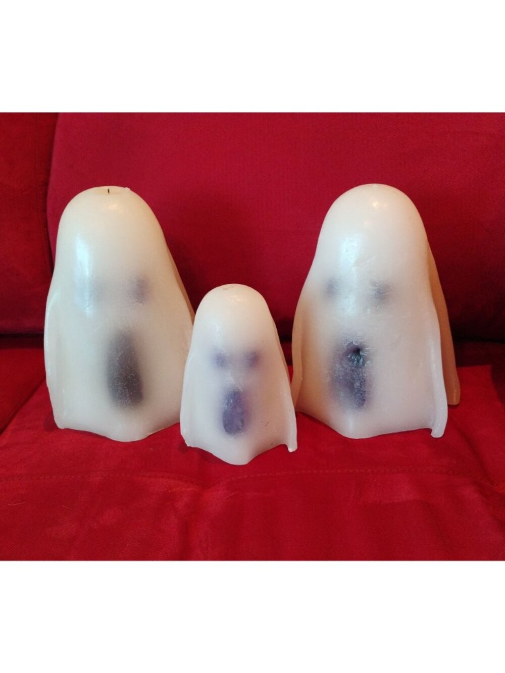 Set Of 3 Pottery Barn Bougie Boo Moaning Ghost-Shaped Candles 2 Large, 1 Small